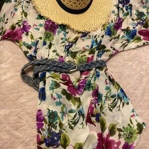 Floral Print Scarf with Belt